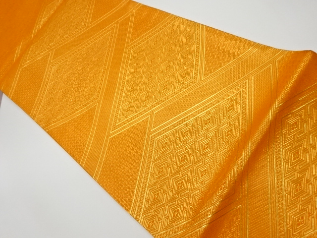 JAPANESE KIMONO / VINTAGE FUKURO OBI / SAGANISHIKI / WOVEN RHOMBUS & HIGAKI PATTERN